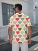 Men'S Short-Sleeve Polo with a Print Design - a Smooth Digital Print of a Heart Pattern on a Pink Beige Background. This Stylish And Minimalist