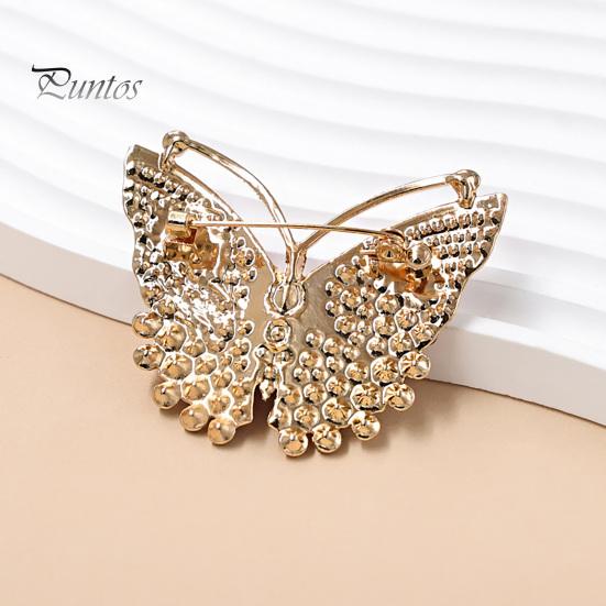Electroplated Brooch Pin, 3D Butterfly Design with Sparkling Rhinestones, Secure Clasp Pin Strong Buckle Badge for Coats Shirts Bags Accessories