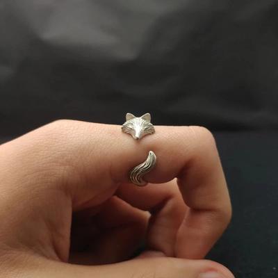 Bague Bague Bague Renard Argenté Ouverte, Bague Animal Fille Petite Amie Accessoires Bijoux