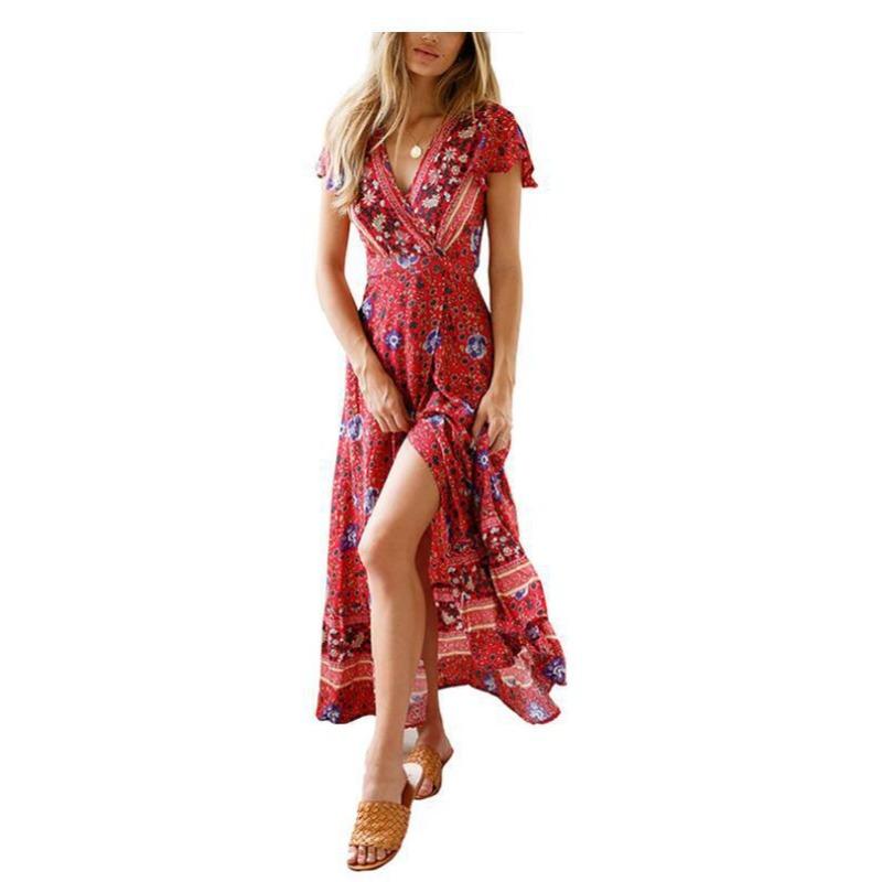 Boho potisk sexy plážové ležérní dovolenkové párty šaty potisk šaty