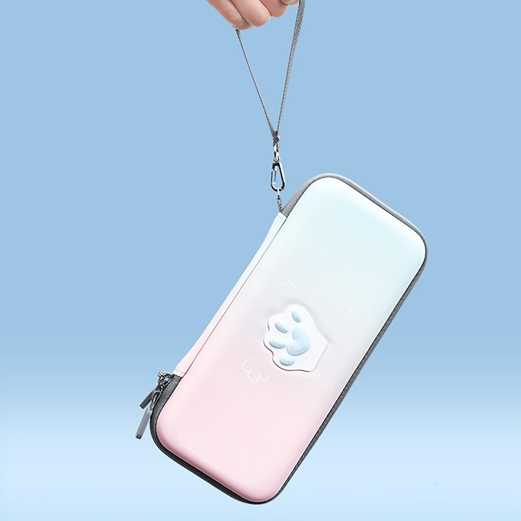 Cute Cat Paw Carrying Case Scratch Resistance Soft Lining Large Capacity Hard Shell Box Portable for Game Console Accessories