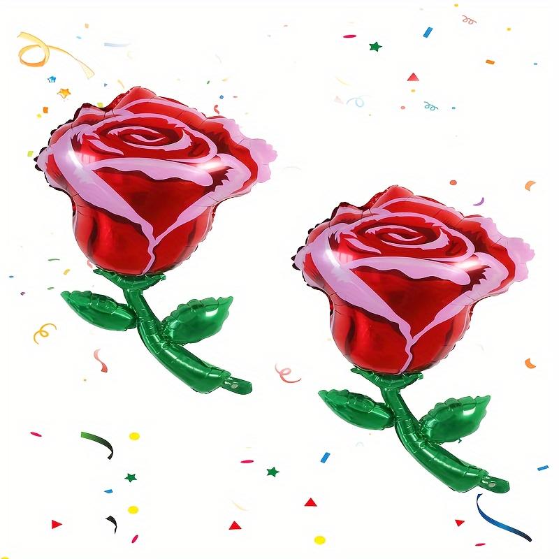 2pcs, Special-shaped Rose Modeling Aluminum Foil Balloon Love Valentine's Day Birthday Party Decoration Balloon