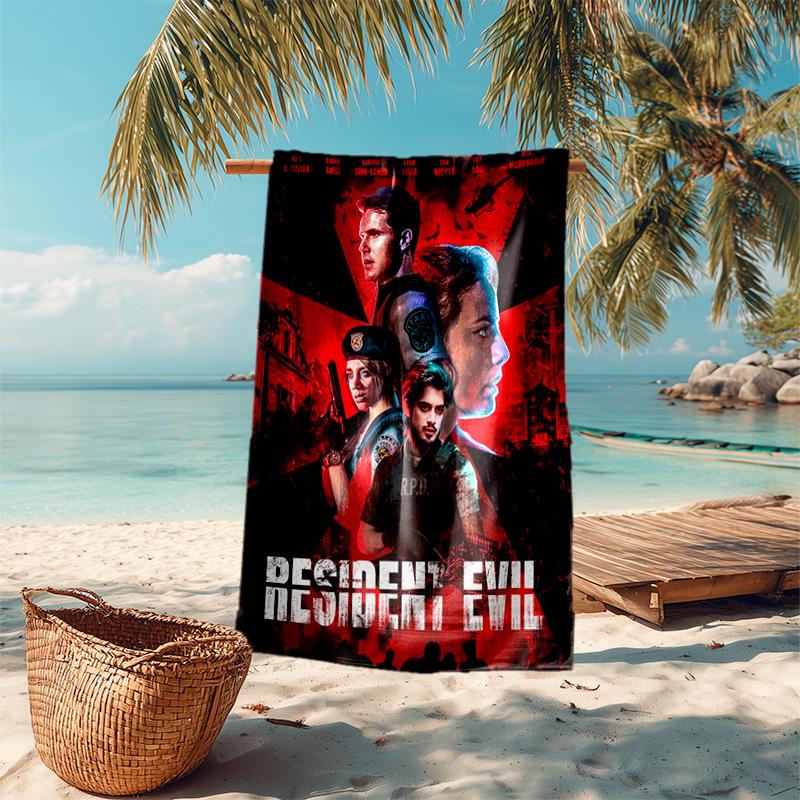 Resident Evil game, Umbrella Corporation, soft beach towel, outdoor camping vacation swimming beach towel, outdoor absorbent bath towel, Q7