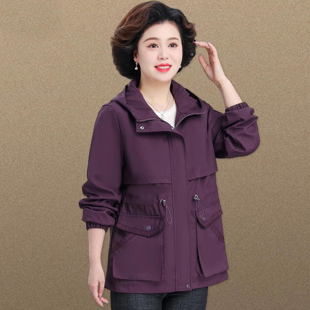 Noble Lady Spring-Autumn Hooded Jacket for Middle-Aged and Elderly Women - 2026 New Style