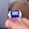 Blue Sapphire Emerald Cut Gemstone With 925 Sterling Silver Ring For Men's #20 JL375718167288