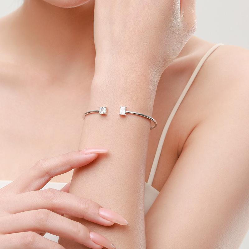 Tancise 925 Sterling Silver Bracelet Jewelry Geometric Bead Chain Link Bracelets Fashion Fine Wedding Gift for Girlfriend Women
