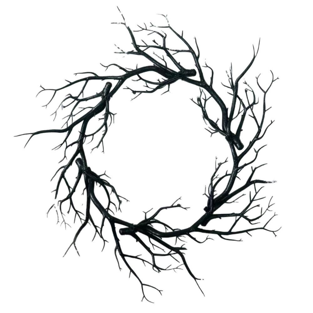 Realistic Halloween Black Branch Garland Halloween Spooky Wreath Haunted House Single Layer