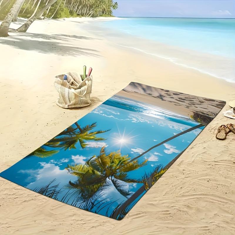 Paraíso playero: Toalla Grande y Elegante con Escena de Palmeras Tropicales Adecuada para toallas, toallas de baño, toallas de playa