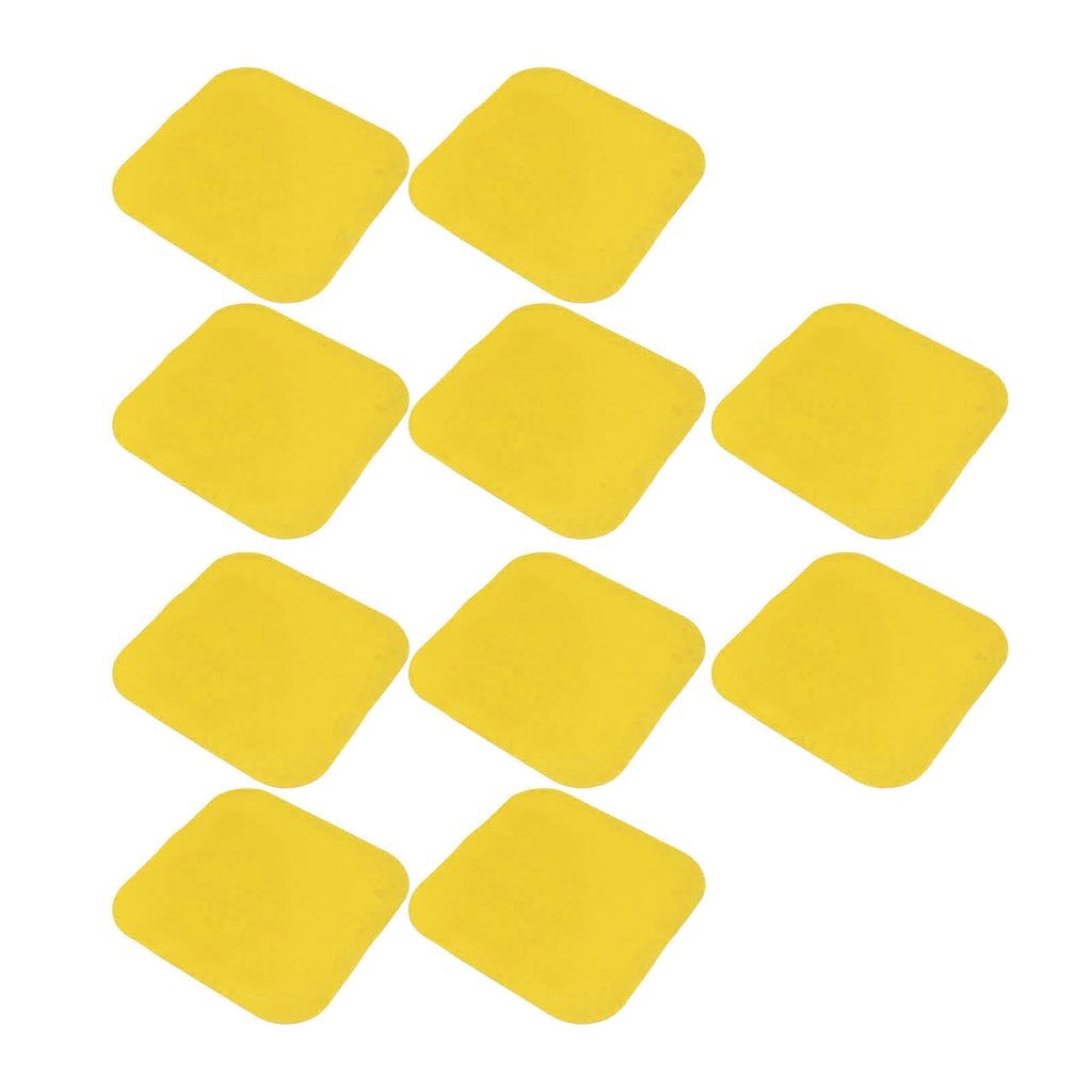 10 STÜCKE Fußball Markierungspunkte PP 23cm Quadratisch Flach Fußball Bodenpunkte für Outdoor Geschwindigkeitstraining Gelb