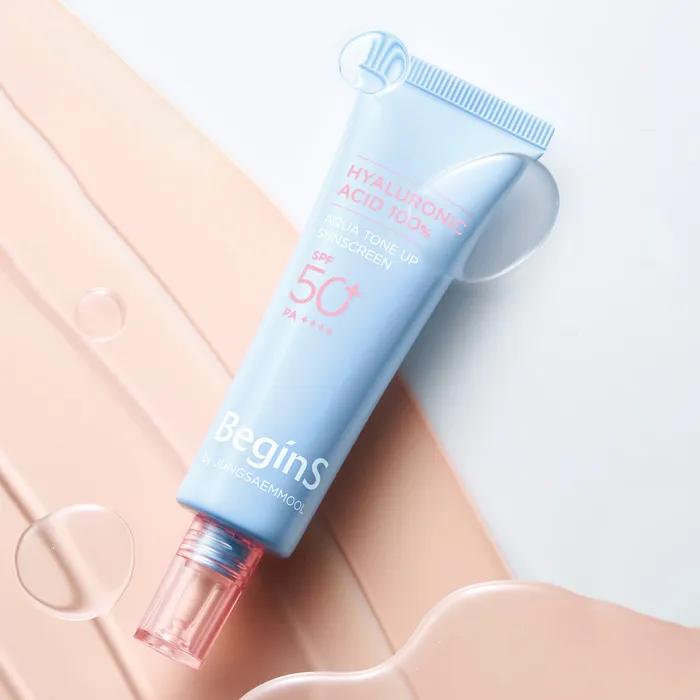 Begins by JUNG SAEM MOOL Blue Chamomile Hyaluronic Acid Moisture/Purple Tone-Up Sun Cream 50ml Moisture Tone-Up Sunscreen (Peach)