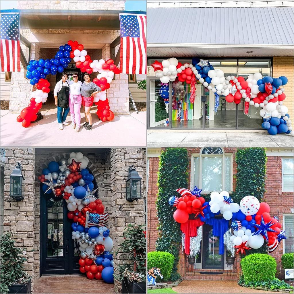 132pcs Red, White and Blue Balloon Garland Set, Balloons Suitable for Graduation Party Independence Day Balloon Arch Decoration