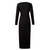 Women's Fashion Solid Color V-Neck Long Sleeve Open Dress Evening Dress