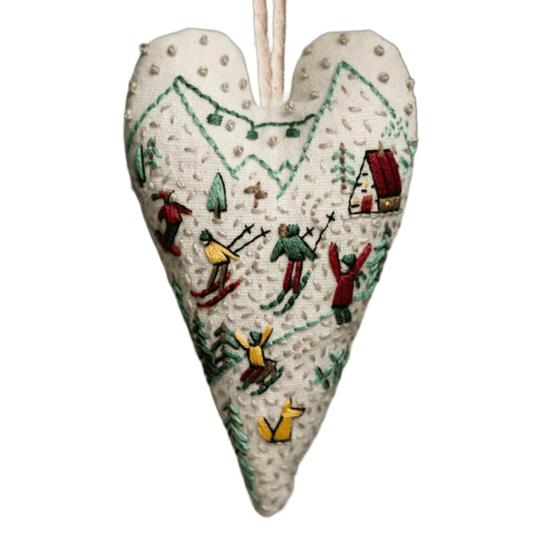 Vánoční ozdoba vyšívací sada ručně vyrobený přívěsek ve tvaru srdce DIY závěsná dekorace na stromek slavnostní party atmosféra potřeby