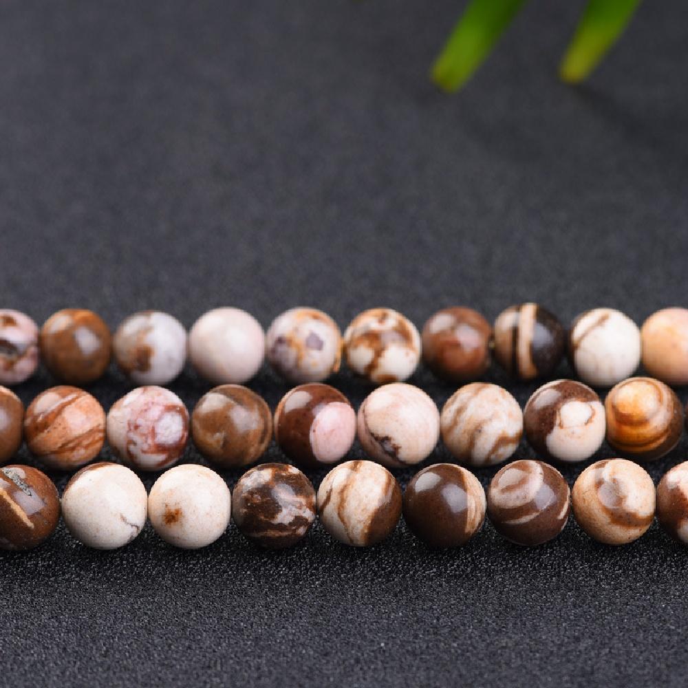 Australia Zebra Stone Natural Round Beads 15"Strand Smooth Loose Spacer Beads 4/6/8/10/12mm for Jewelry Making DIY Bracelets Accessories