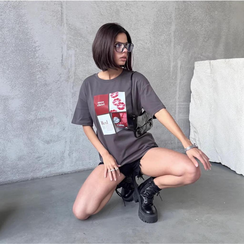 Women's Casual Summer Letter Print Short Sleeve Top - Lazy Style, Versatile Design