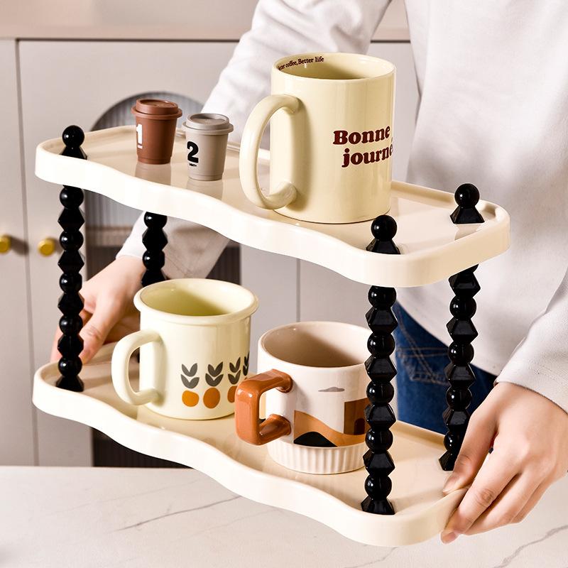 Desktop Multi-layer Storage Rack Nordic Luxury Home Decoration Plastic Multi-functional Living Room Organizing Storage Stand