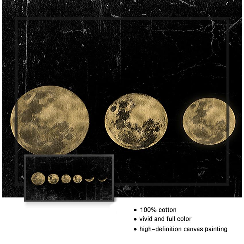 Imprimir Universo Longo Banner Arte Pintura Decoração de Casa Tamanho Grande Eclipse da Lua Arte de Parede Imagem Minimalista Pôster de Tela