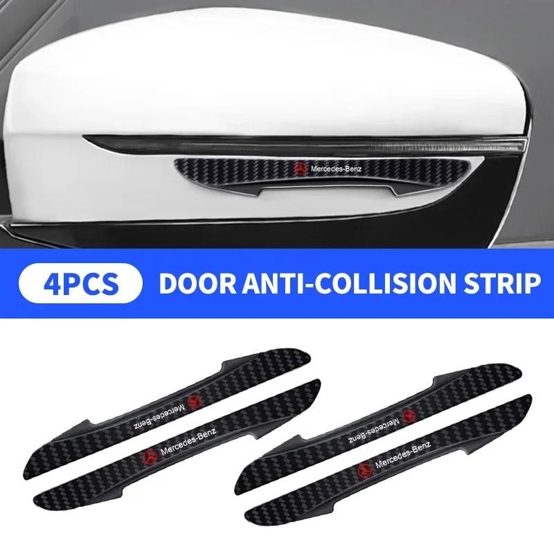 4pcs Car Logo Door Anti-Collision Protective Strip Sticker For Mercedes Benz W220 W205 W211 W212 GLC GLS AMG W203 Accessories
