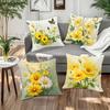 Yellow Floral Patterned Throw Pillows For Home Decor Polyester Pillowcase, Sofa Decorative Cushion Cov Headboard Pillow