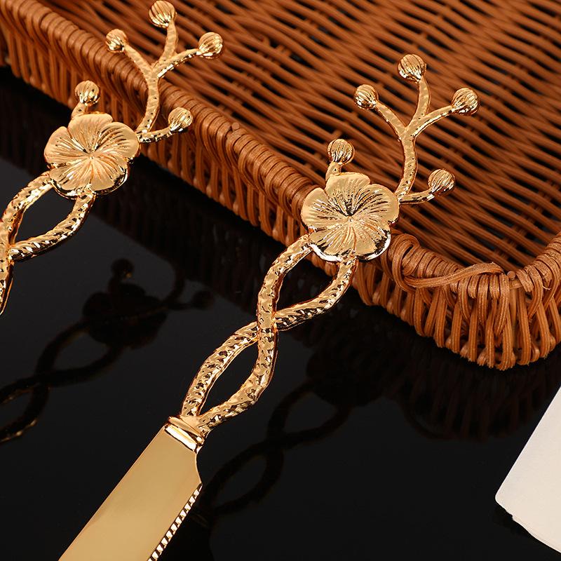 Luxury Metal Cake Knife & Spatula Set - Elegant Tableware for Weddings & Home