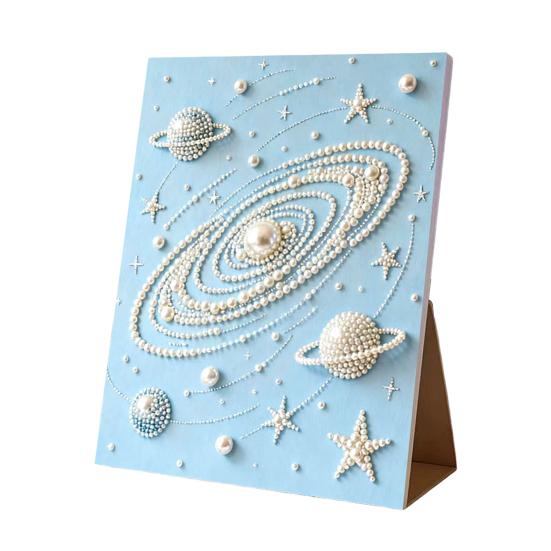 Faux Pearl Art DIY Kit 3D Butterfly Landscape Mosaic Stress Relief Craft for Adults Teens Pre-Printed Canvas with Glitter Resin