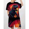 Set T-shirt Estiva Nuova per Bambini Maschi alla Moda Bello Animale Dinosauro Stampa 3D Girocollo Manica Corta