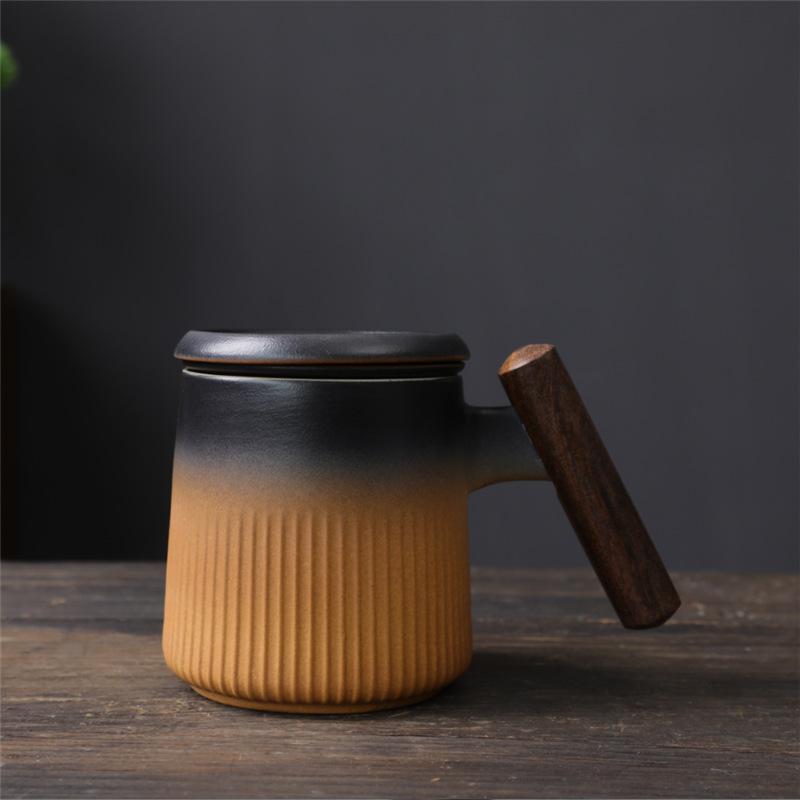 

Бизнес-подарки Керамическая с крышкой и фильтром Офисная чашка для чая с ручным подарком Подарочная коробка для разделения чая 360ml