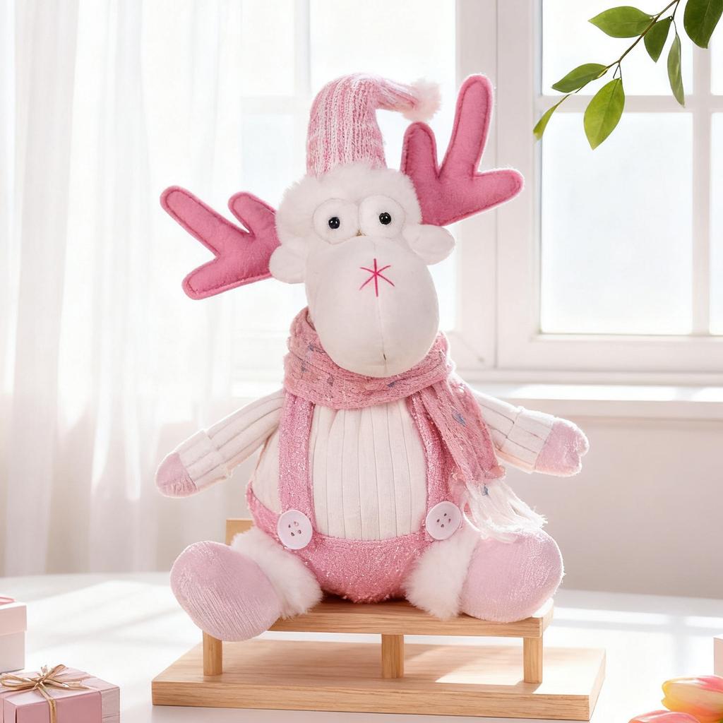 Pink Sitting Sequined Cartoon Santa Claus Snowman Elk Ornaments Xmas Tree Hanging Pendants Merry Christmas Party Favors For Kids