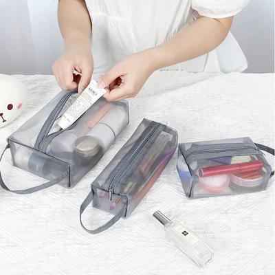 Nützliche Mesh Kosmetiktasche Transparent Tragbare Frauen Make-Up Organizer Fall Reise Reißverschluss Waschen Kulturbeutel Schönheit Lagerung Tasche