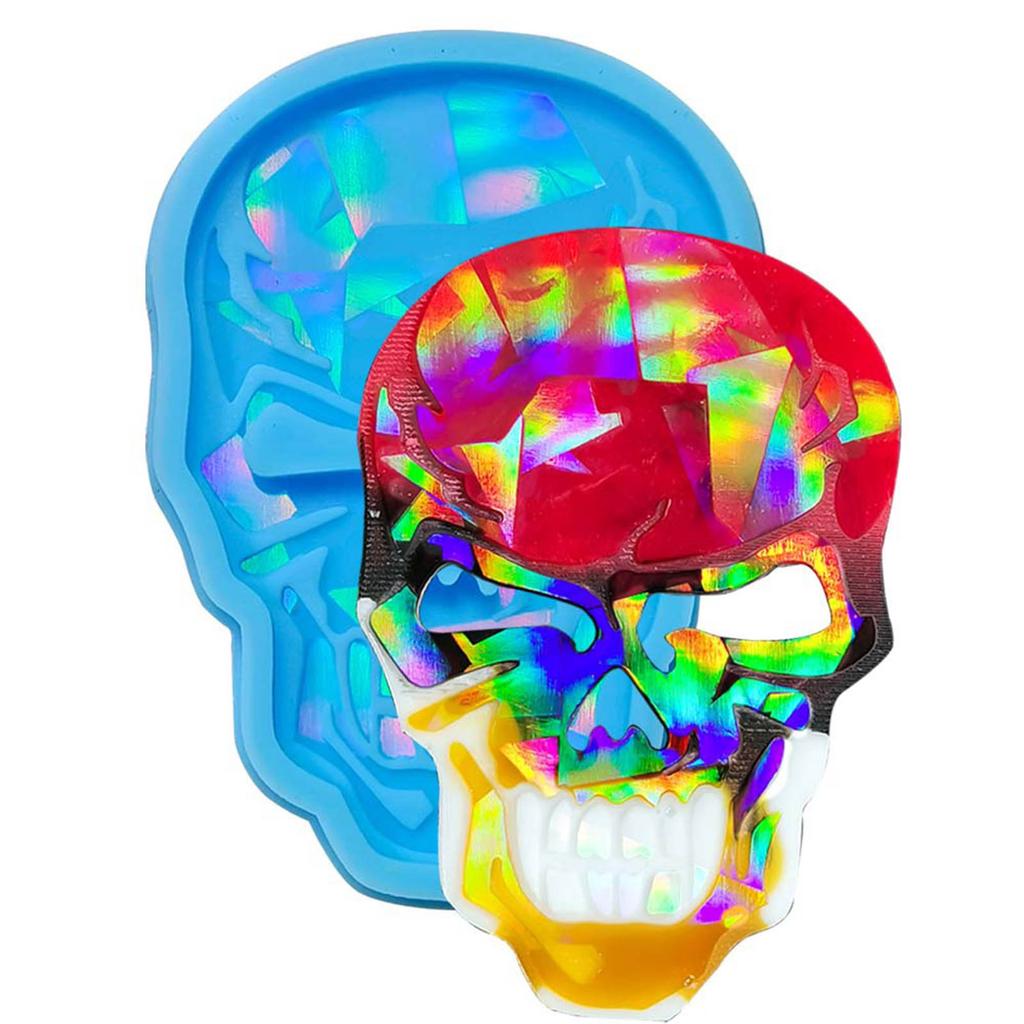 Skull Shaped Mold Handmade Earring Pendant Silicone Mold DIY Holographic Resin Mold for DIY Keychain Jewelry Pendant