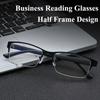 Simple Presbyopic Glasses Vintage Unisex Men Flexible Half-frame Farsighted Eyewear Business Optical Reading Eyeglasses Diopter