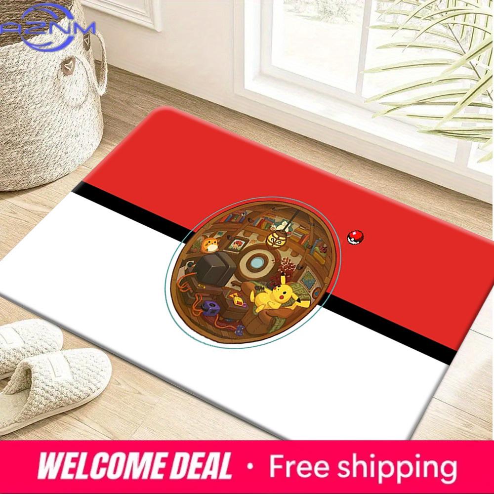 Pokemon Pokeball Style Cute Pikachu Inside Pokeball Print Soft Non-Slip Absorbent Home Bathroom Entryway Floor Doormat Rug 40cm x 60cm