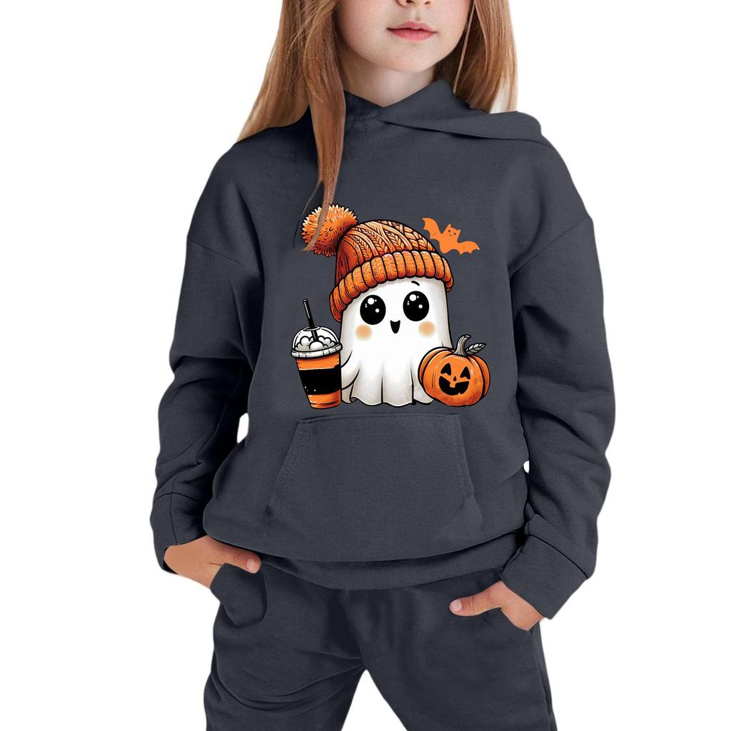 Kids Pullover Hoodie with Halloween Print for Boys Girls