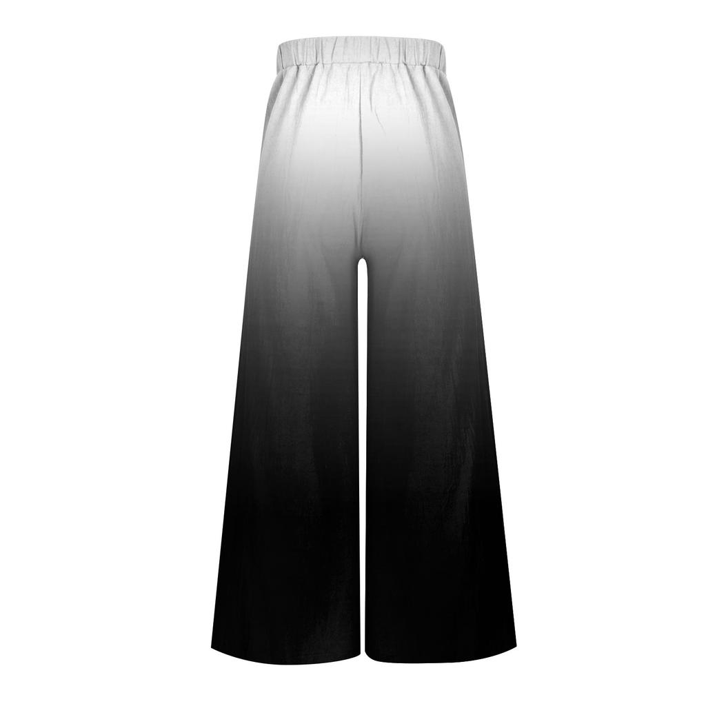 Women's Fashion Loose Casual Gradient Print Elastic Waist Pocketless Wide Leg Casual Pants