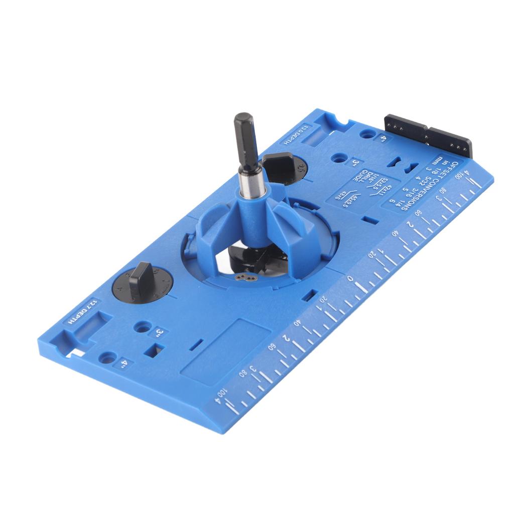 35mm Hinge Boring Jig Woodworking Hinge Hole Drilling Guide Locator with Cutter and 116in Bit Blue