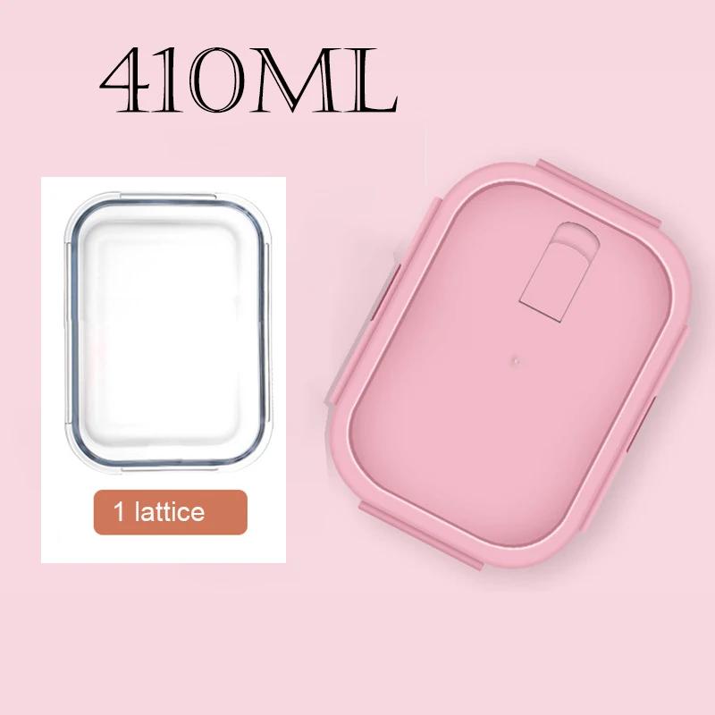 Новый стиль Стеклянный ланч-бокс для микроволновки Bento Box Крышка из силикагеля Отделения для герметичного хранения продуктов питания для закусок 4989₽