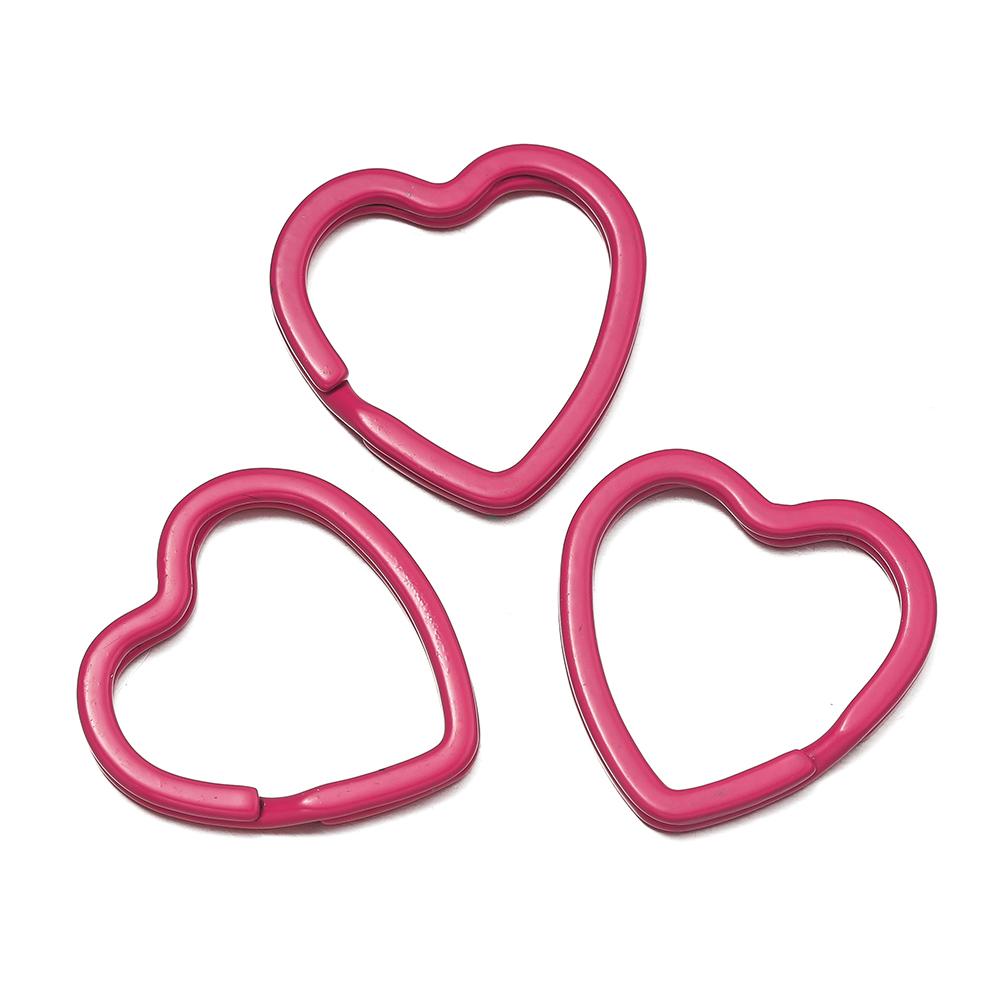 5pcs Cute Colorful Heart Spray Paint Keyring Keychain Split Ring Metal Car Key Ring for DIY Handmade Jewelry Making Accessories