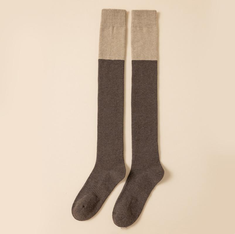 

Вязаные зимние носки женские выше колена нескользящие высокие бедра сращивающиеся цветные теплые женские гольфы весенние чулки для женщин