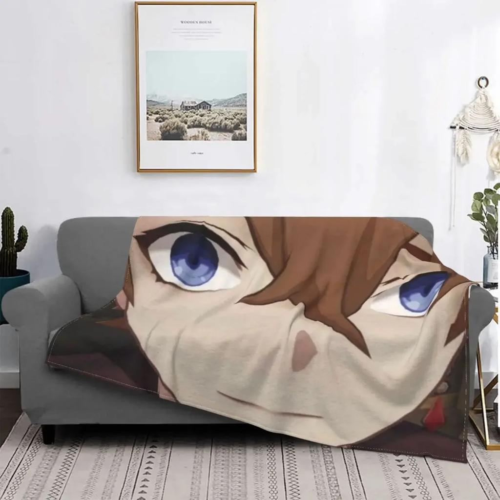 Childe Genshin Impact-Decke, Flanell, Ajax-Herbst-Anime, atmungsaktiv, superwarm, Überwurfdecken für Bettwäsche, Reisen, Bettwäsche, Überwürfe