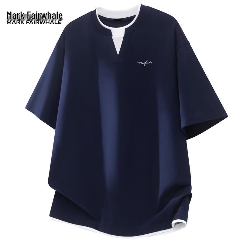 Mark Fairwhale Men s Faux Two-Piece Short-Sleeved Cotton T-Shirt 2XL