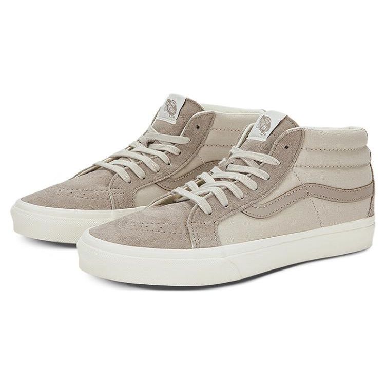 Vans Round Toe Lace-Up Cushioning Mid-Top Skate Shoes Unisex skate shoes Beige VN0A391FKKB