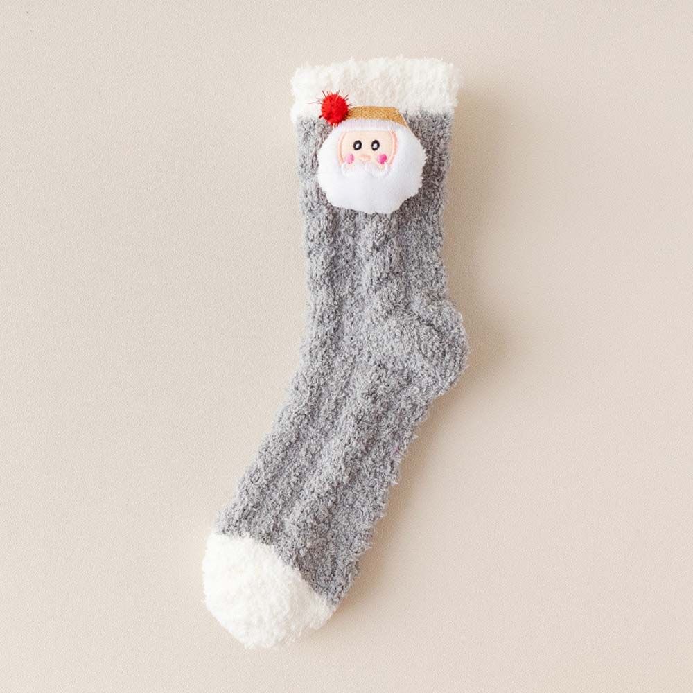 

Santa Cartoon Coral Fleece Snowman Winter Hosiery Christmas Hosiery Ankle Socks Women Sleep Socks серый