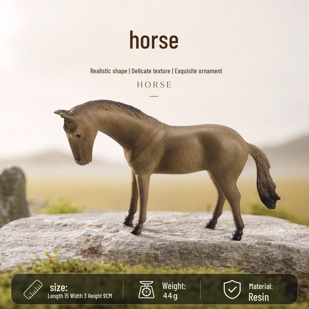 Black Stallion Foal Simulation Animal Model - Wild Horse Cognitive Toy Ornament for Children