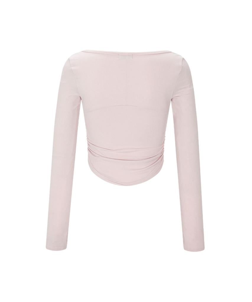 Peullijeunopallou Amanda Shirring Long Sleeve Top (Baby Pink)