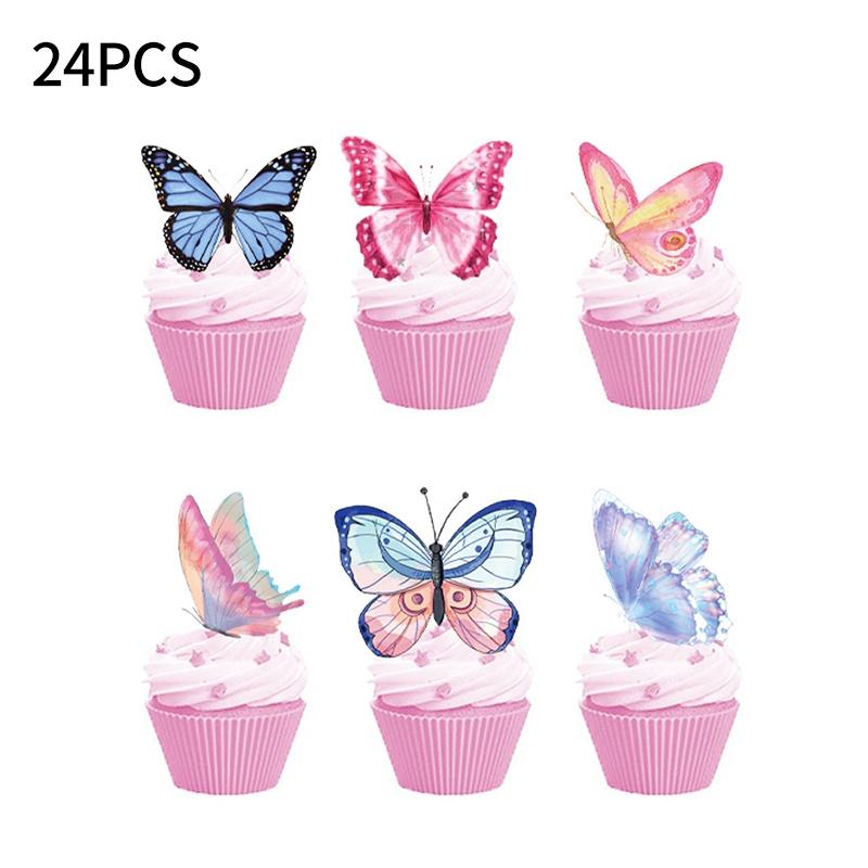 Butterfly Party Supplies Disposable Tableware for Girl Birthday Party Paper Plates Cups Cake Topper Baby Shower Baptism Decor