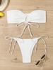 1011 European and American new solid color tube top bikini straps beach fashion split swimsuit
