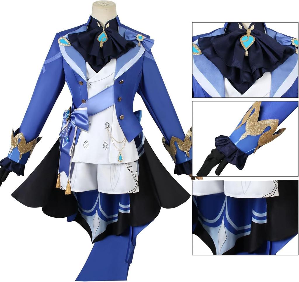 Genshin Impact Cosplay, Focalorus, Freena, and Furus, Full Costume Set with Wig, Adult Costume, Unisex, for School Festivals (Focalorus, Size M)