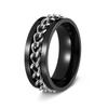 Men's Titanium Steel Rotating Chain Ring - Rotatable Stress Relief Jewelry and Beer Bottle Opener