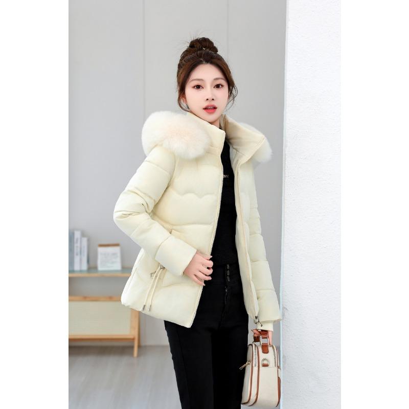 Winter New Cotton-padded Female Slim Women's Cotton-padded Short Fur-collared Cotton-padded Female Warm and Cold-resistant Cotton-padded Jacket