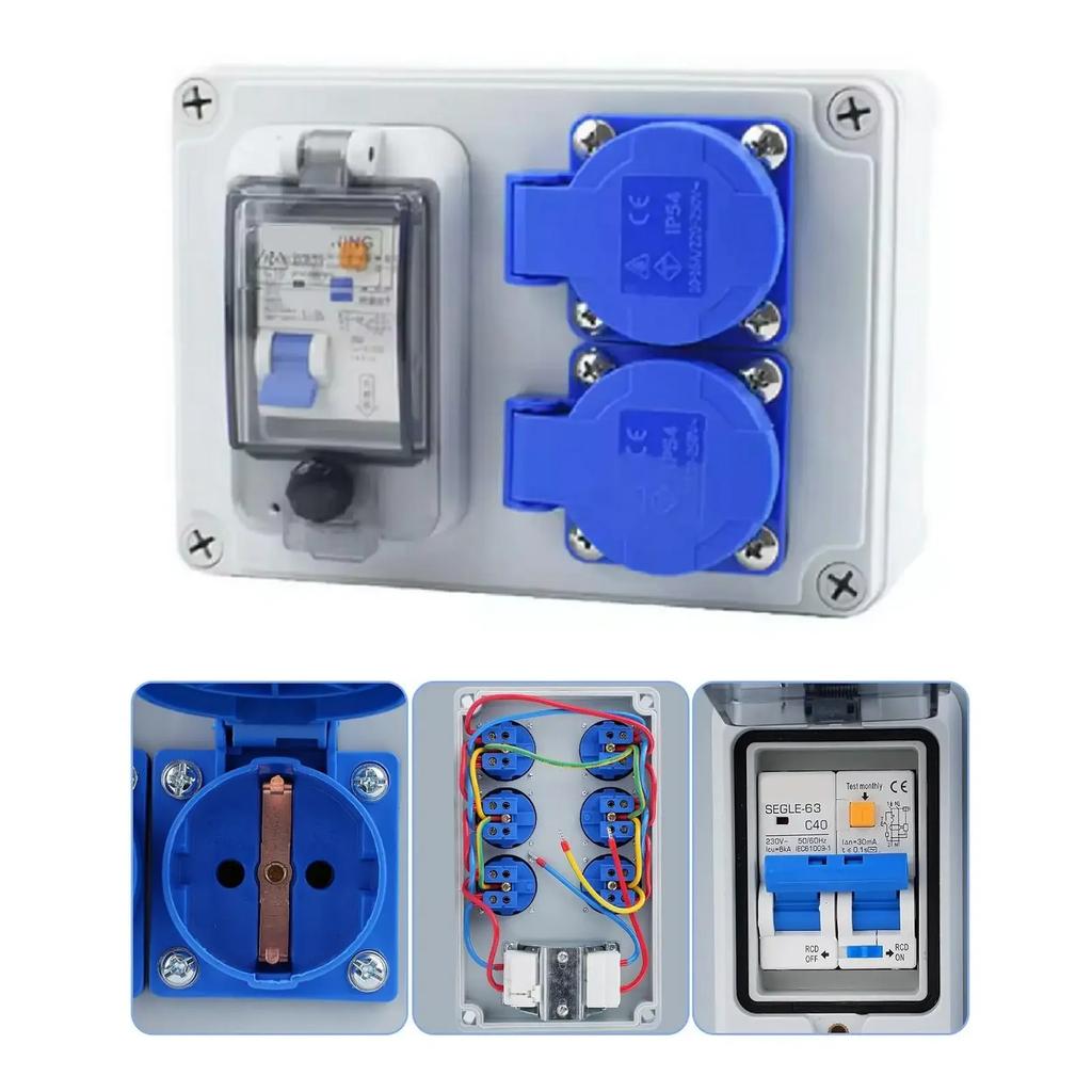 250V/16A Wall Distributor German-Sockets For Schuko Sockets With Grounding For Protect 2-Pin Power Distributor & 1P+N FI Switch